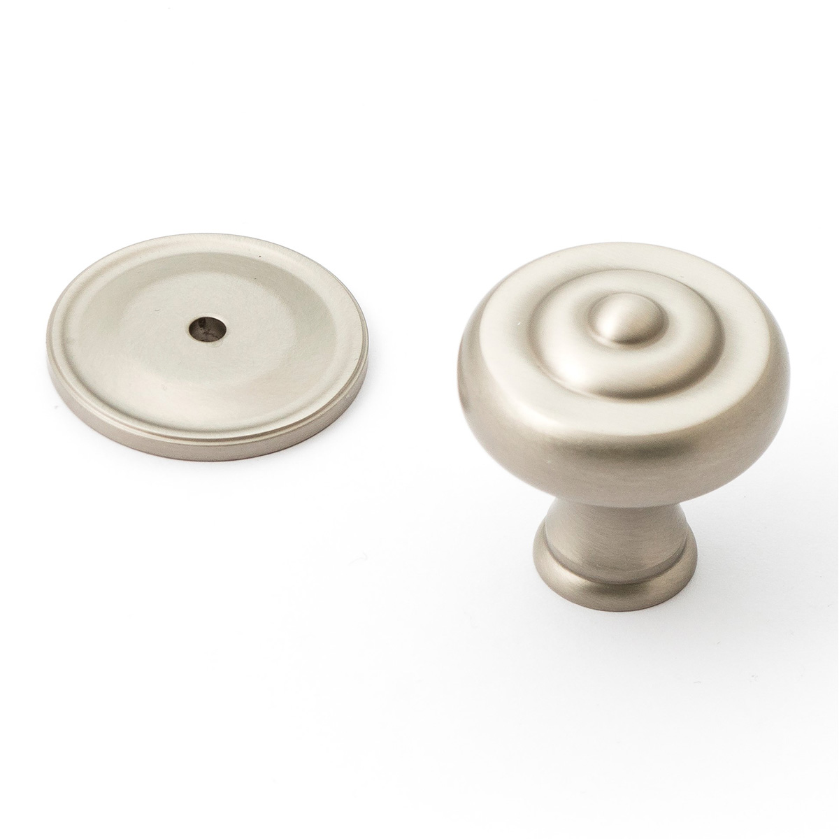 Castella Decade Cabinet Knob & Backplate - Brushed Nickel