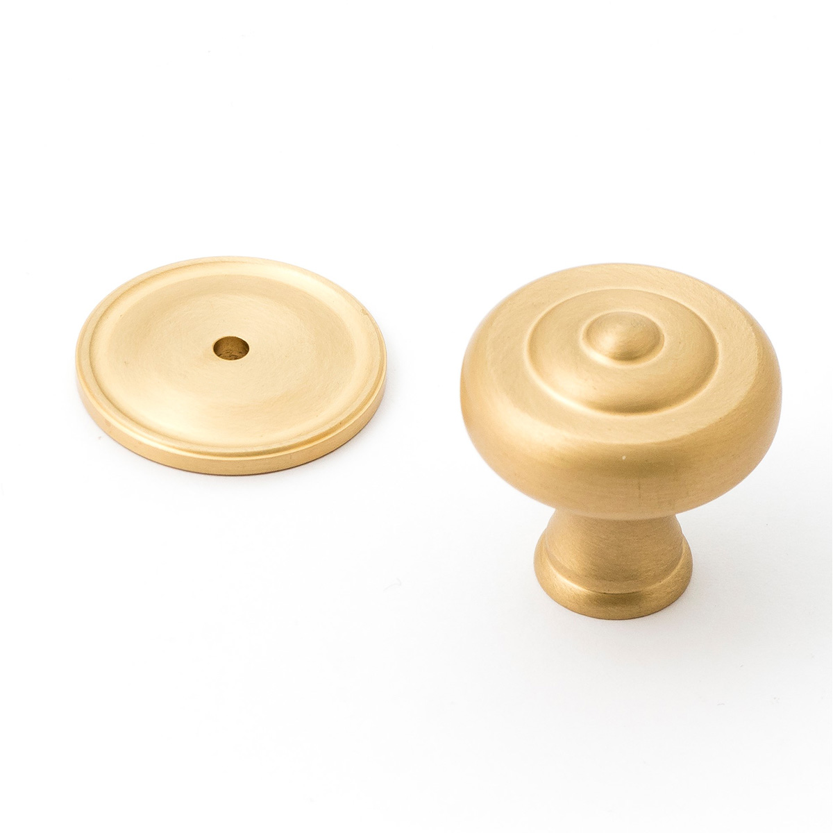 Castella Decade Cabinet Knob & Backplate - Satin Brass