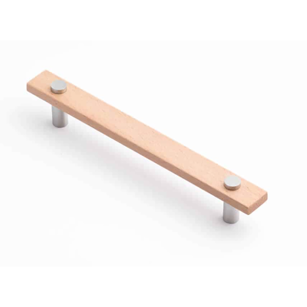 Castella Lenah Timber Cabinet Handle Euro Beech & Satin Chrome