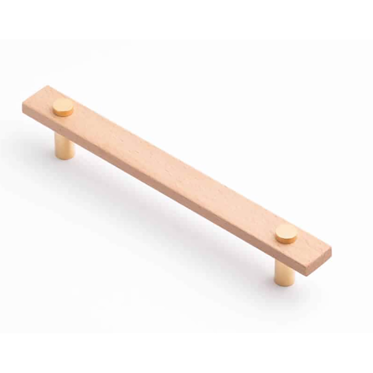 Castella Lenah Timber Cabinet Handle Euro Beech & Polished Gold