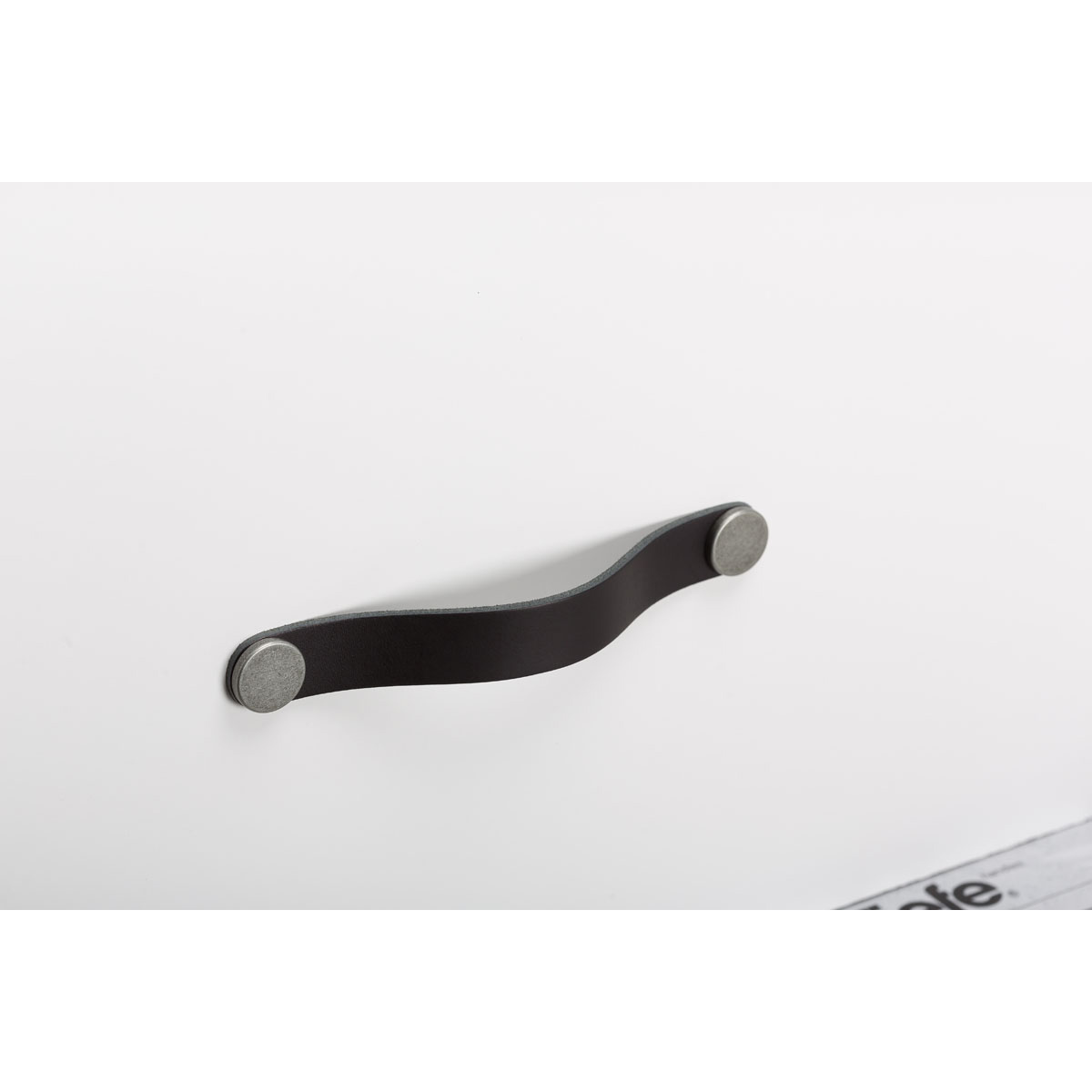 Momo Flex Leather D Handle Cabinet Handle - Black & Pewter