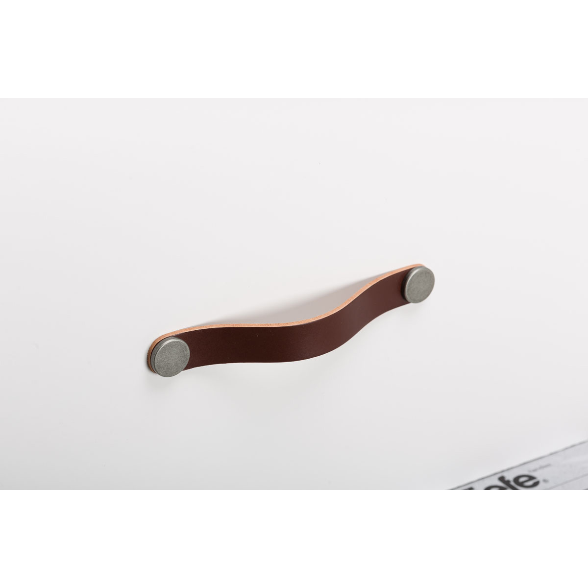 Momo Flex Leather D Handle Cabinet Handle - Brown & Pewter