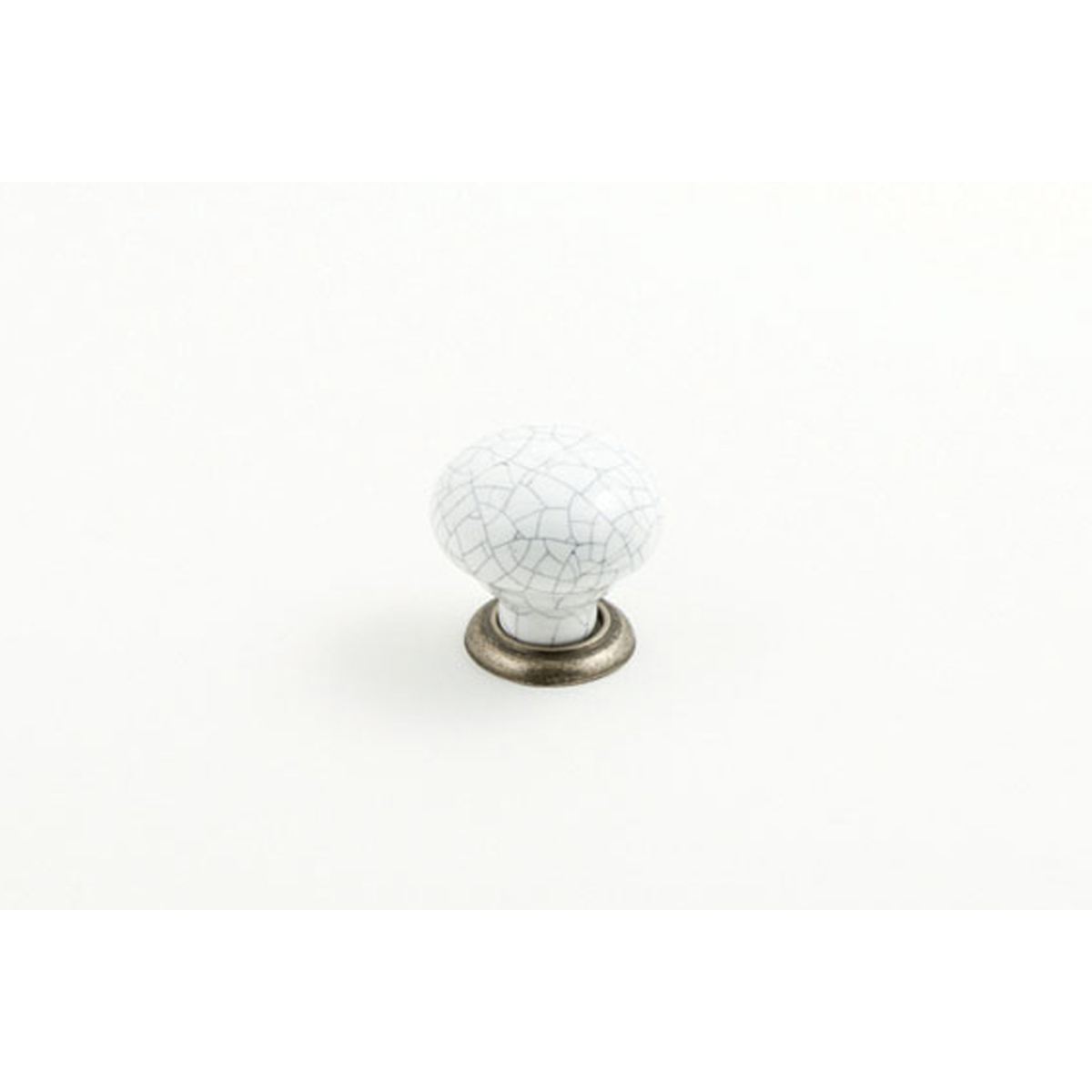 Jack Cabinet Knob White Crackle and Pewter - Round Knob