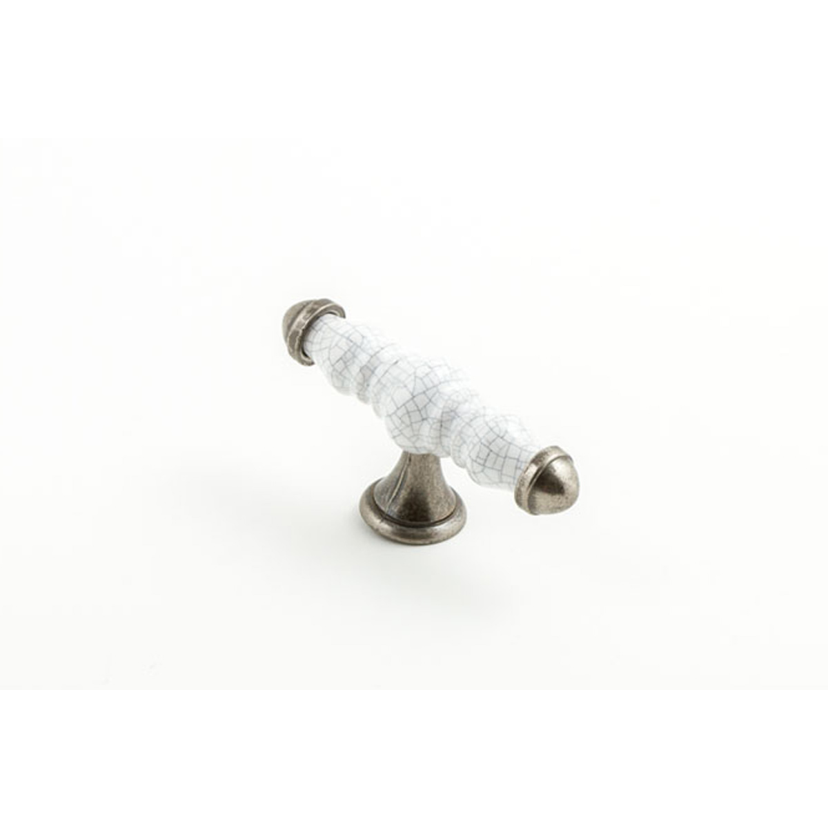 Arlo Cabinet Knob – White Crackle and PewterPewter