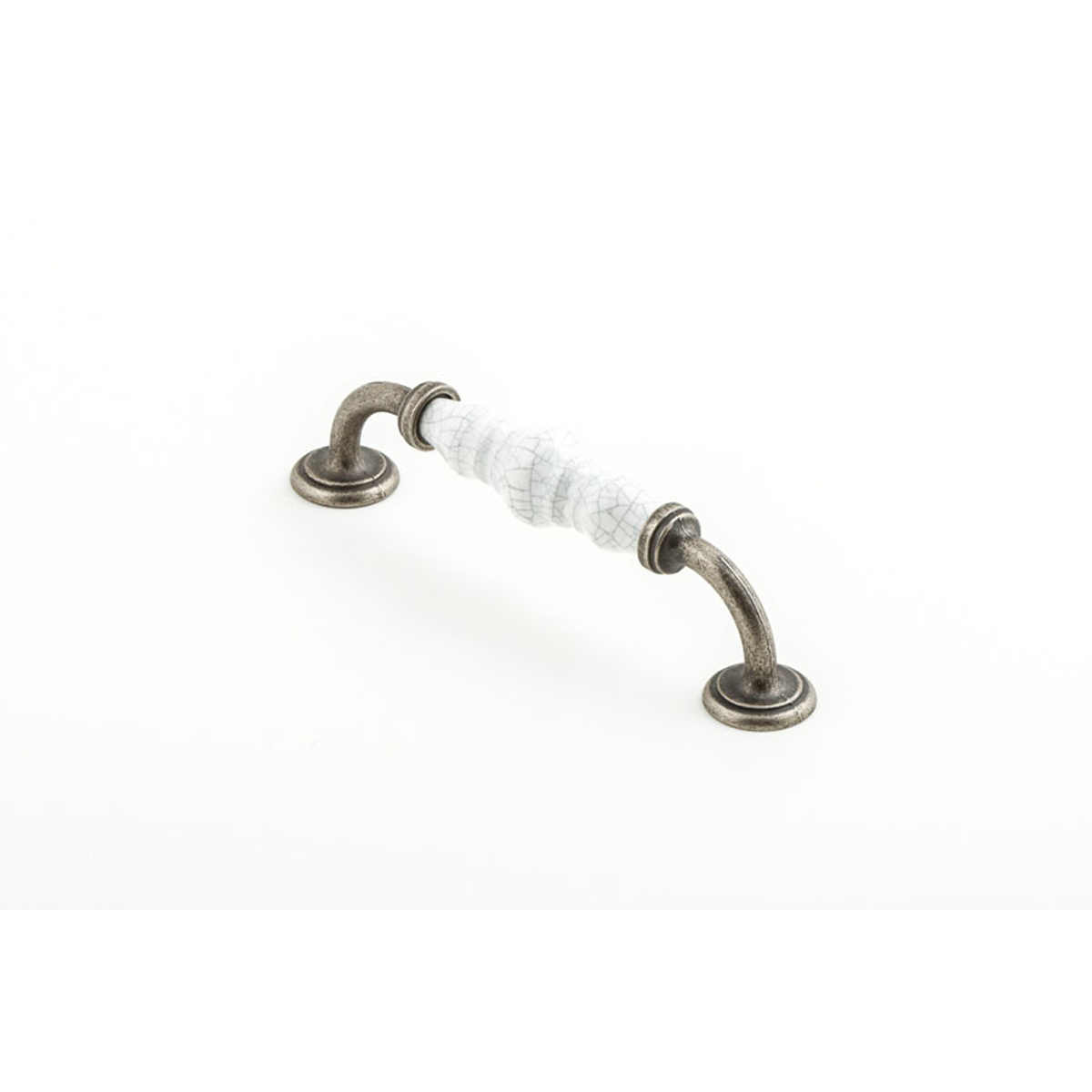 Coco Cabinet Handle White Crackle and Pewter