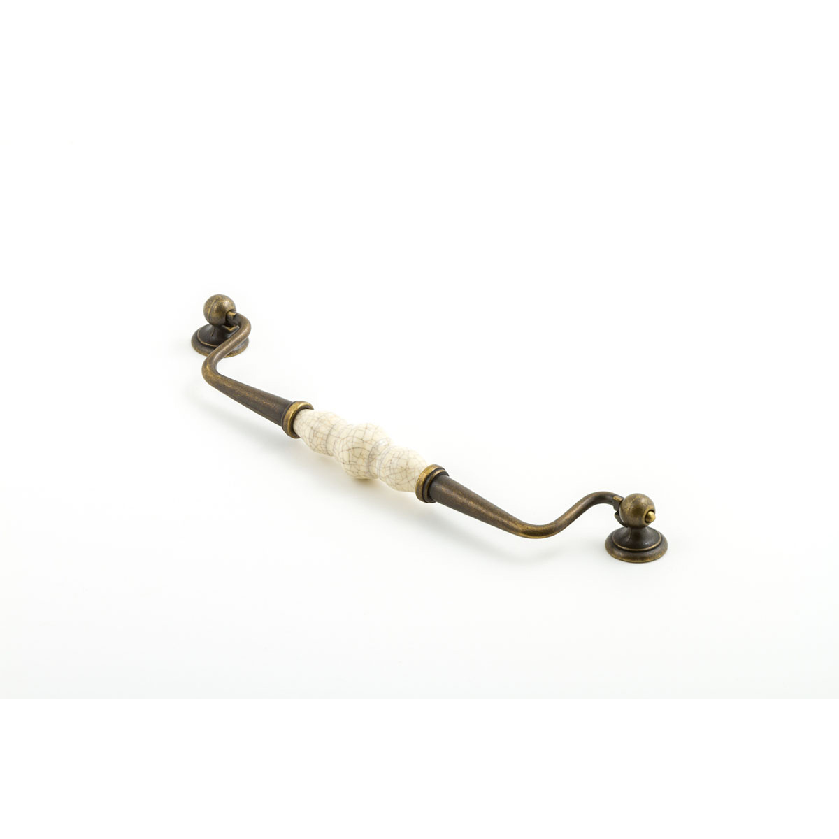Rochana Cabinet Handle - Cream Crackle and Antique Brass