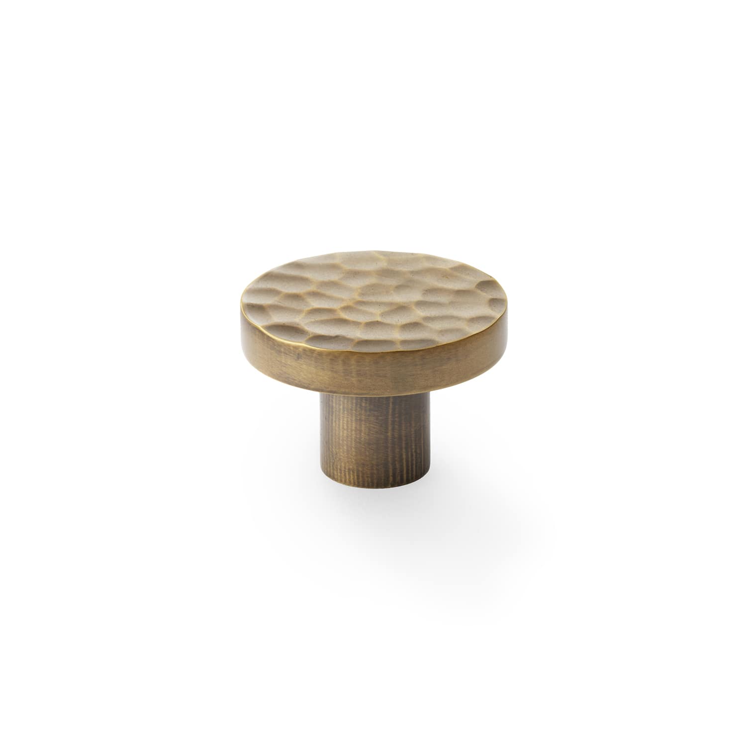 Castella Tarn Hammered Cabinet Knob - Aged Brass
