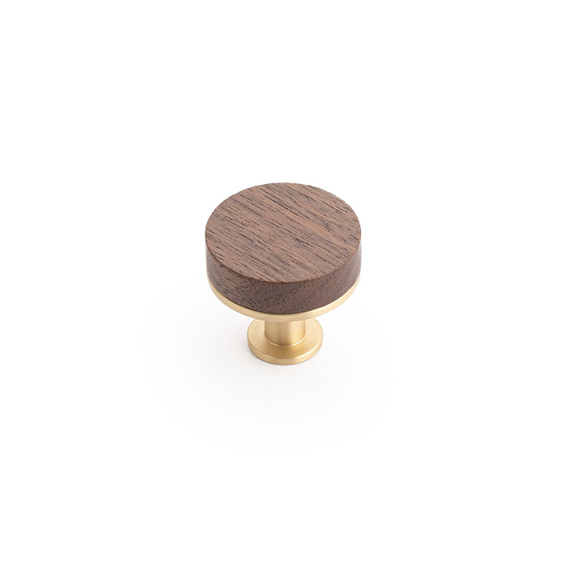 Walnut/Satin Brass Castella Tundra Cabinet Knob