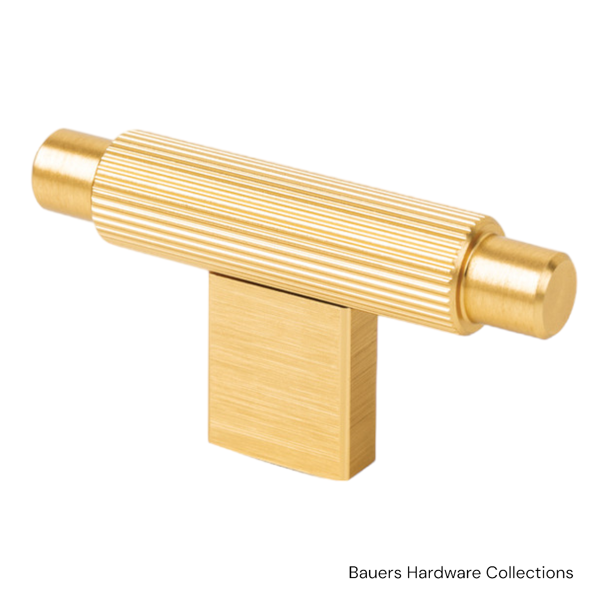 Charlotte T-Cabinet Knob – Brushed Gold on white cabinet