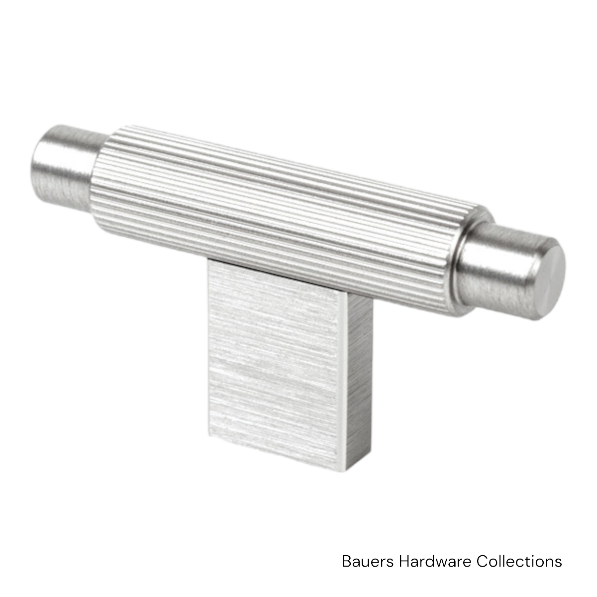 Charlotte T-Cabinet Knob – Brushed Nickel on white door