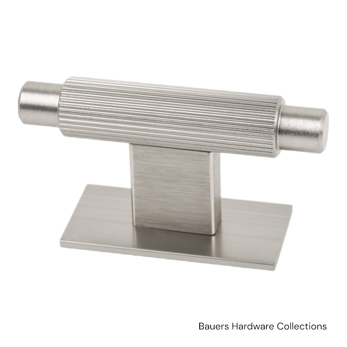 Charlotte T-Cabinet Knob & Backplate – Brushed Nickel on white